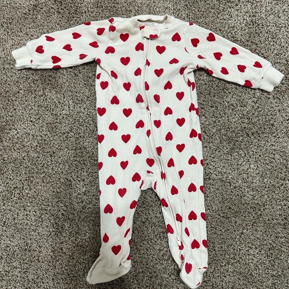 Carter's White and Red Heart Footie